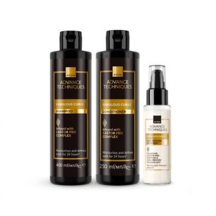 Avon FABULOUS CURLS Verzorgingsspray + FABULOUS CURLS Shampoo + FABULOUS CURLS Conditioner Set Avon FABULOUS CURLS Verzorgingsspray + FABULOUS CURLS Shampoo + FABULOUS CURLS Conditioner Set