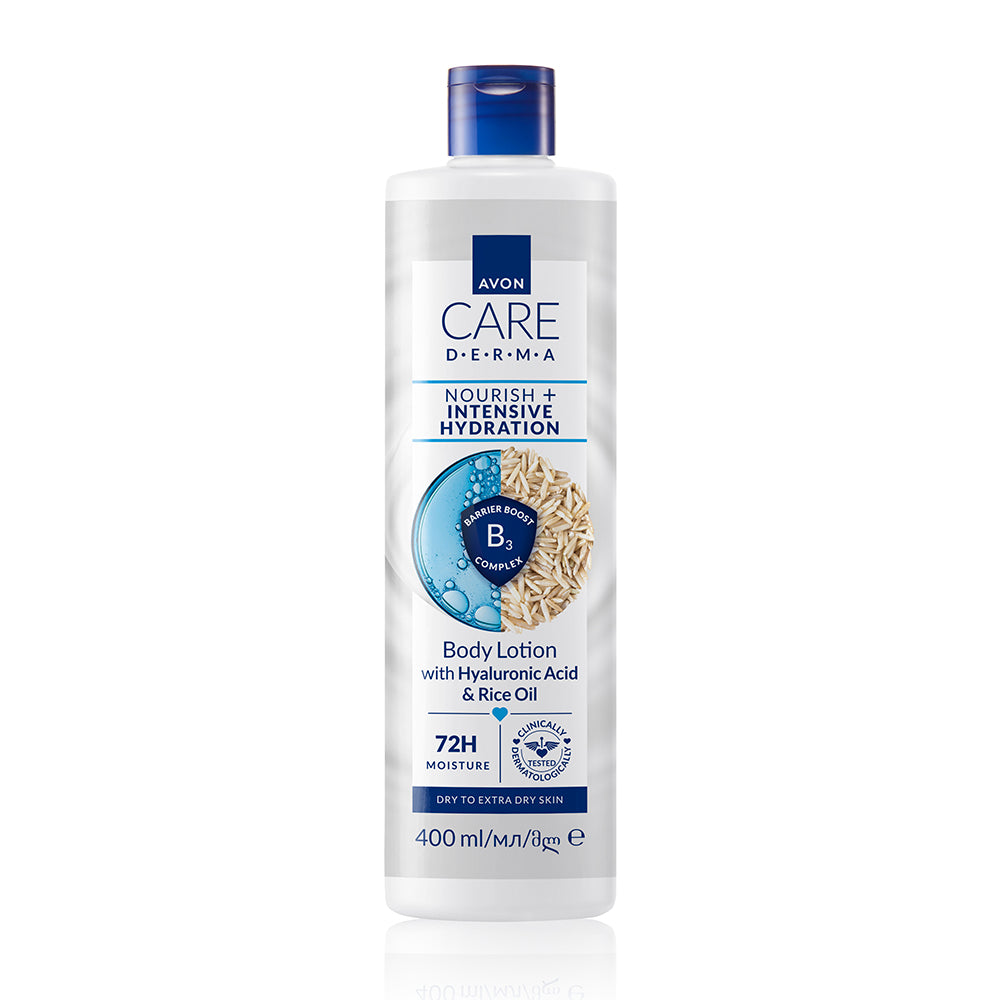 Avon DERMA NOURISH + INTENSIVE HYDRATION Bodylotion met hyaluronzuur & rijstolie Avon DERMA NOURISH + INTENSIVE HYDRATION Bodylotion met hyaluronzuur & rijstolie